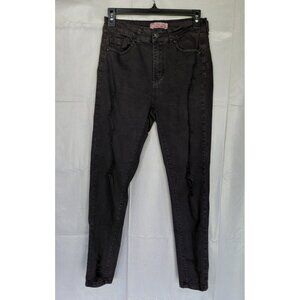 Wax Jean Butt I Love You Distressed Skinny Jeans 7/28 Black Goth Grunge Punk